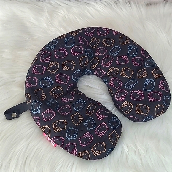 Hello Kitty Black All Over Print Travel Vacation Airline Comfort Neck Pillow - Picture 3 of 10